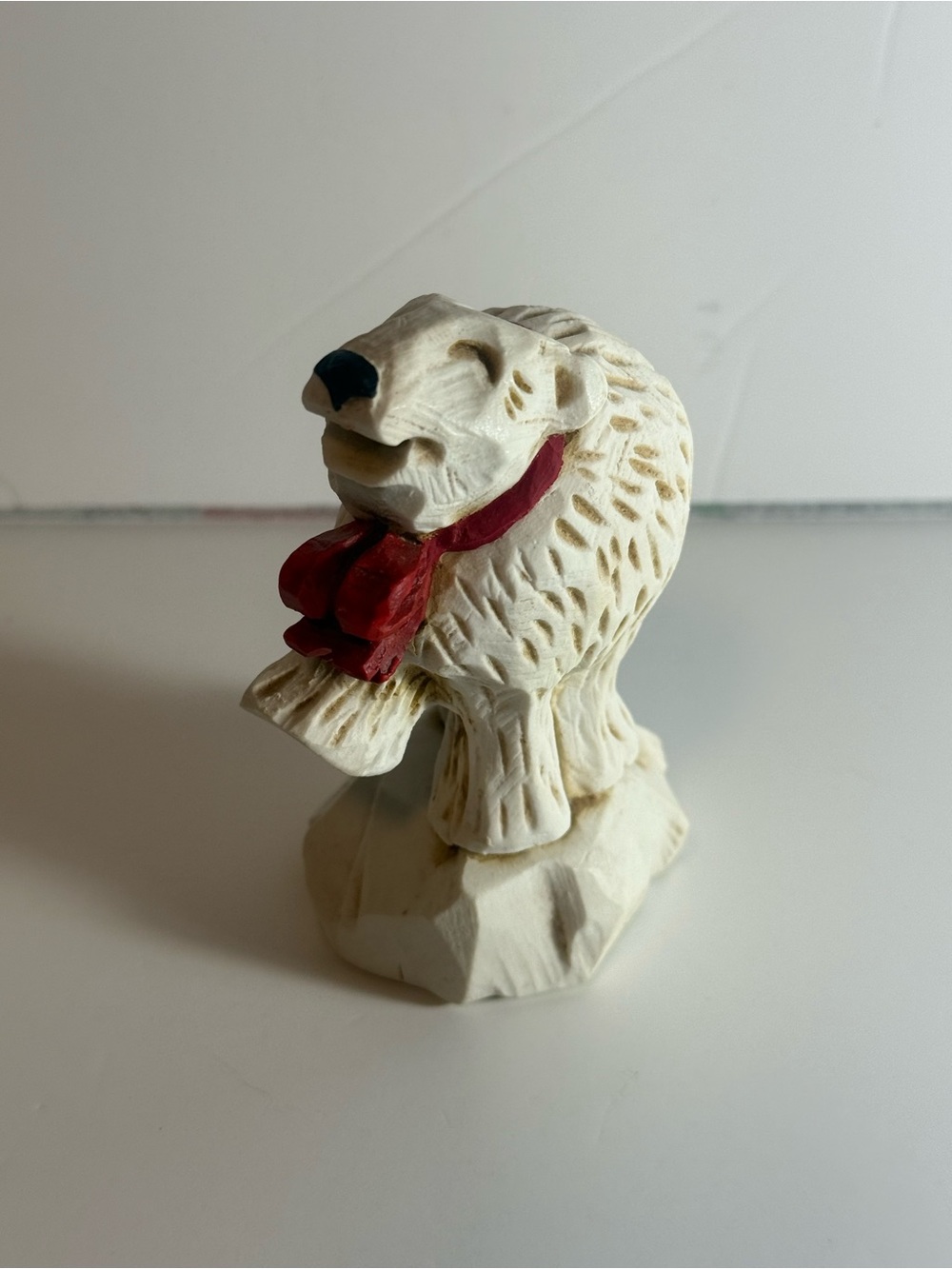 Vintage David Frykman Polar Bear Figurine Christmas Holiday 1995 Red Bow